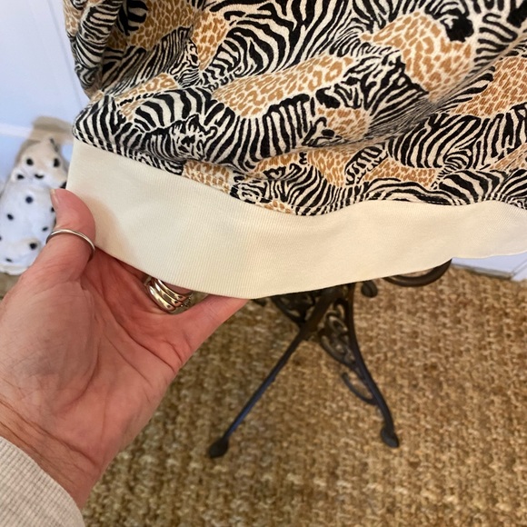 J Crew Safari Animal Print Zebra Print Sweatshirt LS L - Picture 5 of 7